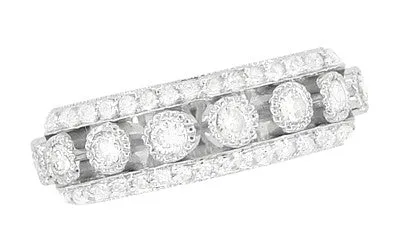 Galaxy of Love Diamond Anniversary / Wedding Band in 14 Karat White Gold - 7mm Wide