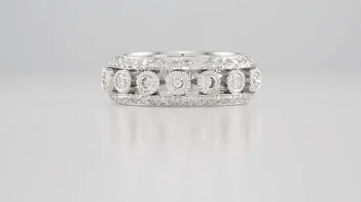 Galaxy of Love Diamond Anniversary / Wedding Band in 14 Karat White Gold - 7mm Wide