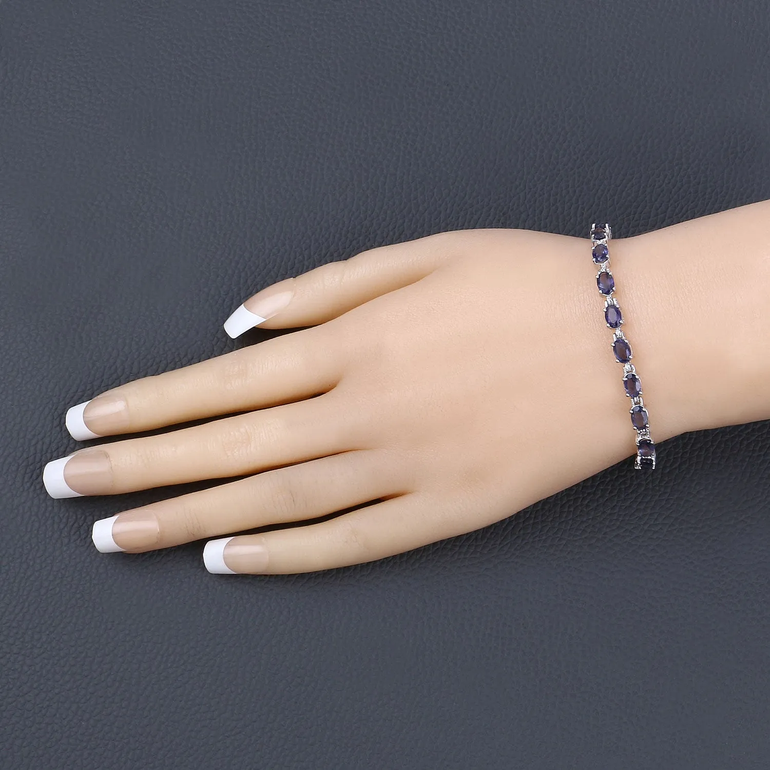 Genuine Iolite Silver Tennis Bracelet