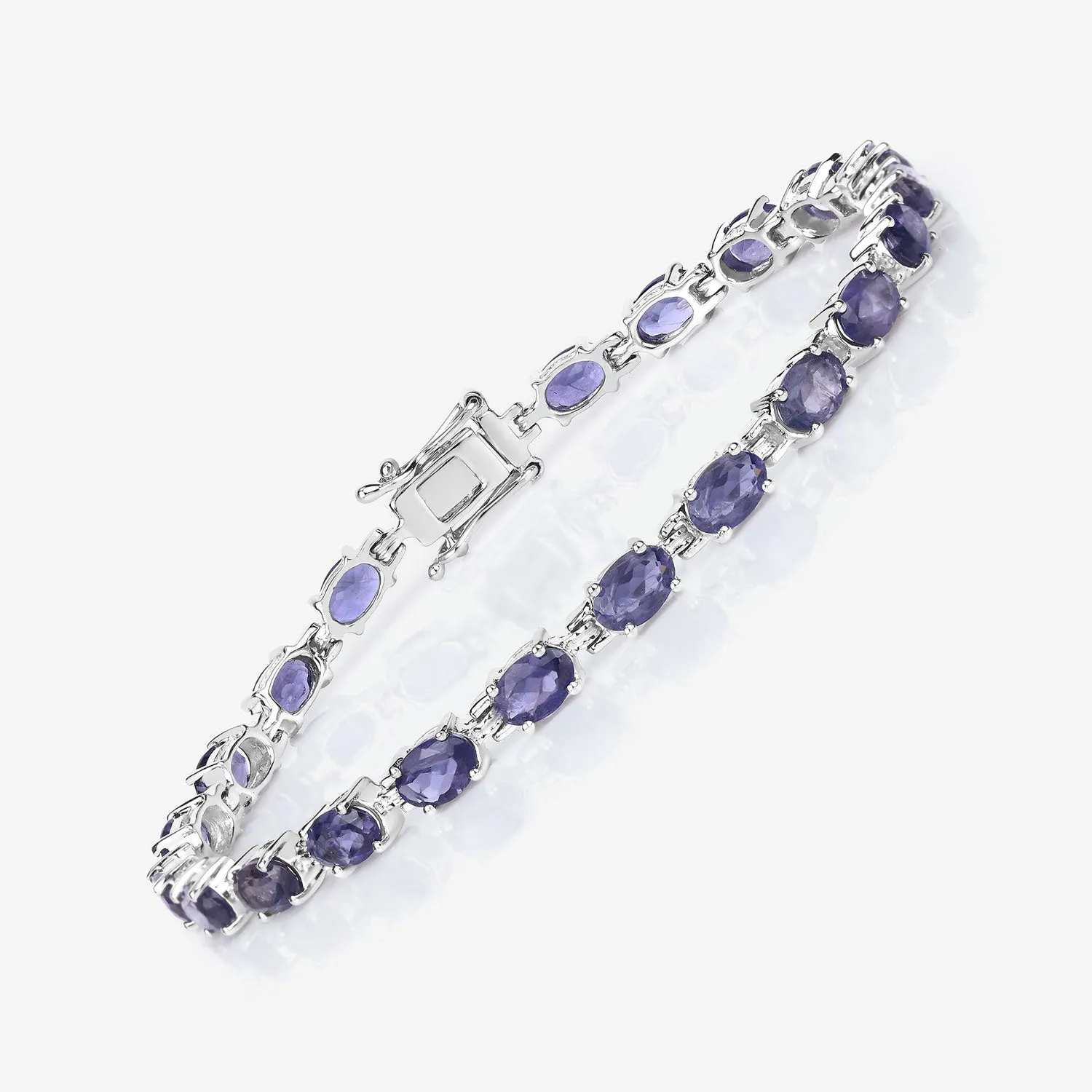 Genuine Iolite Silver Tennis Bracelet
