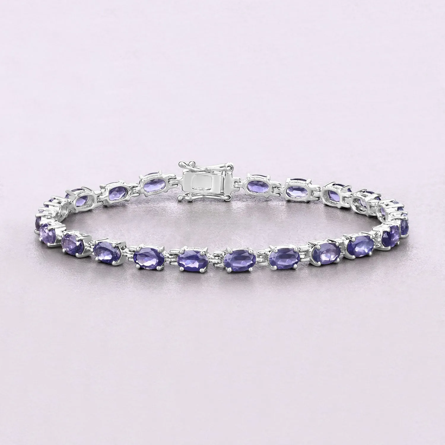 Genuine Iolite Silver Tennis Bracelet