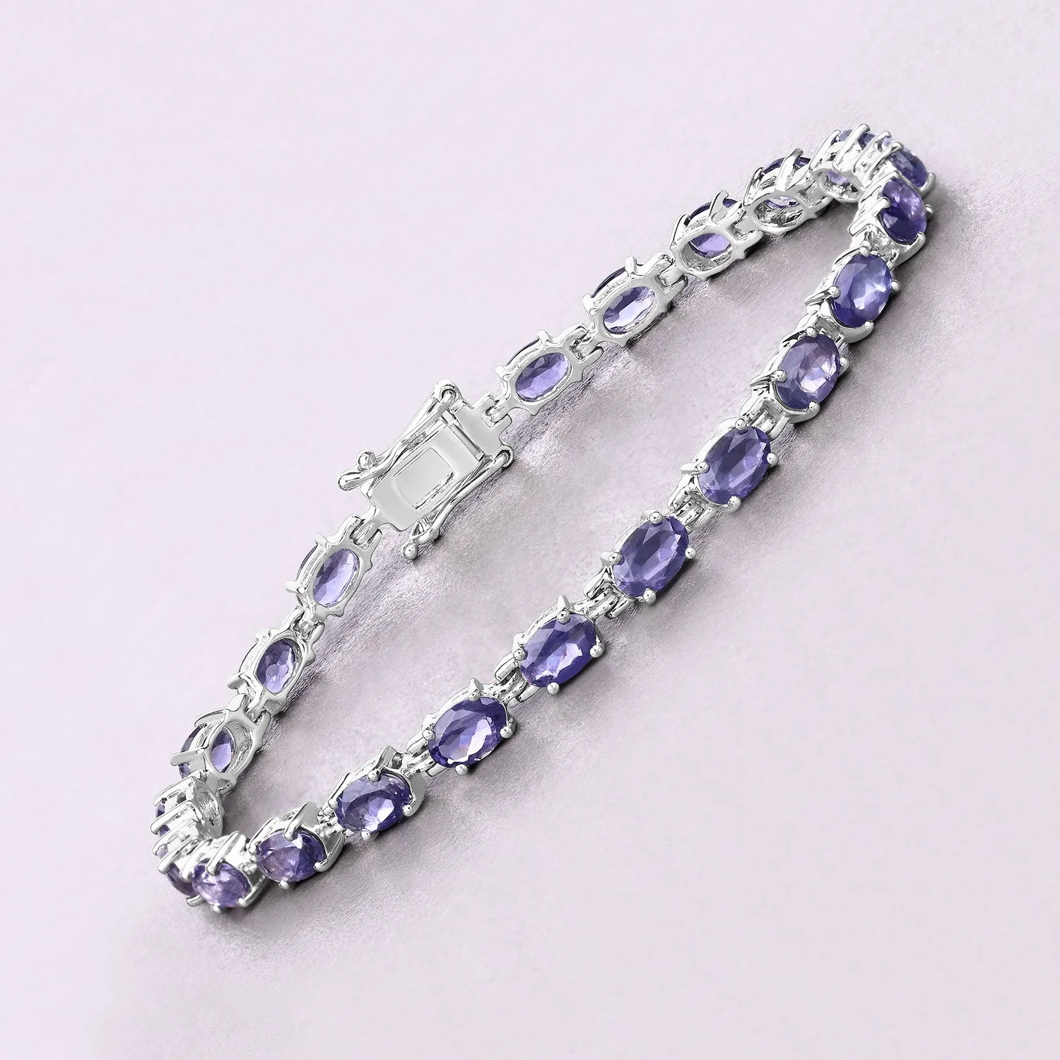 Genuine Iolite Silver Tennis Bracelet