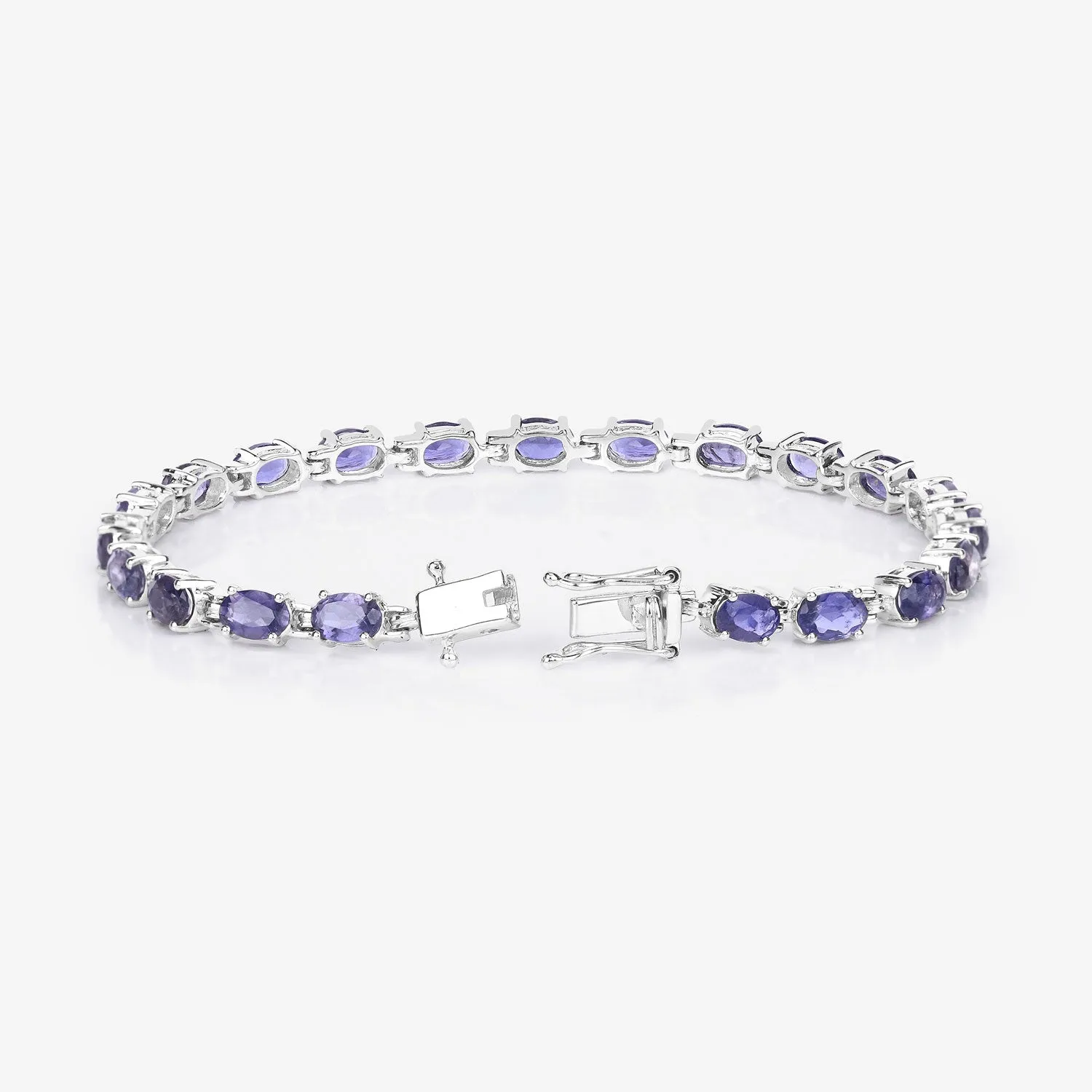 Genuine Iolite Silver Tennis Bracelet
