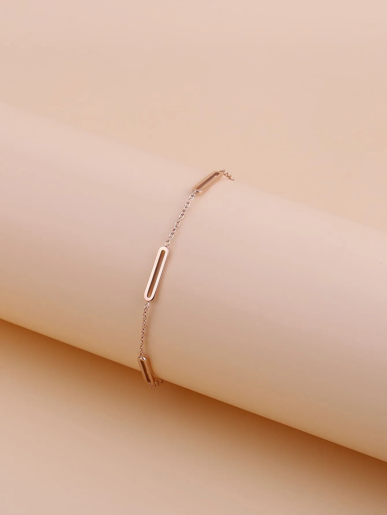 Geometric Decor Bracelet - Rose Gold- FD ⚡