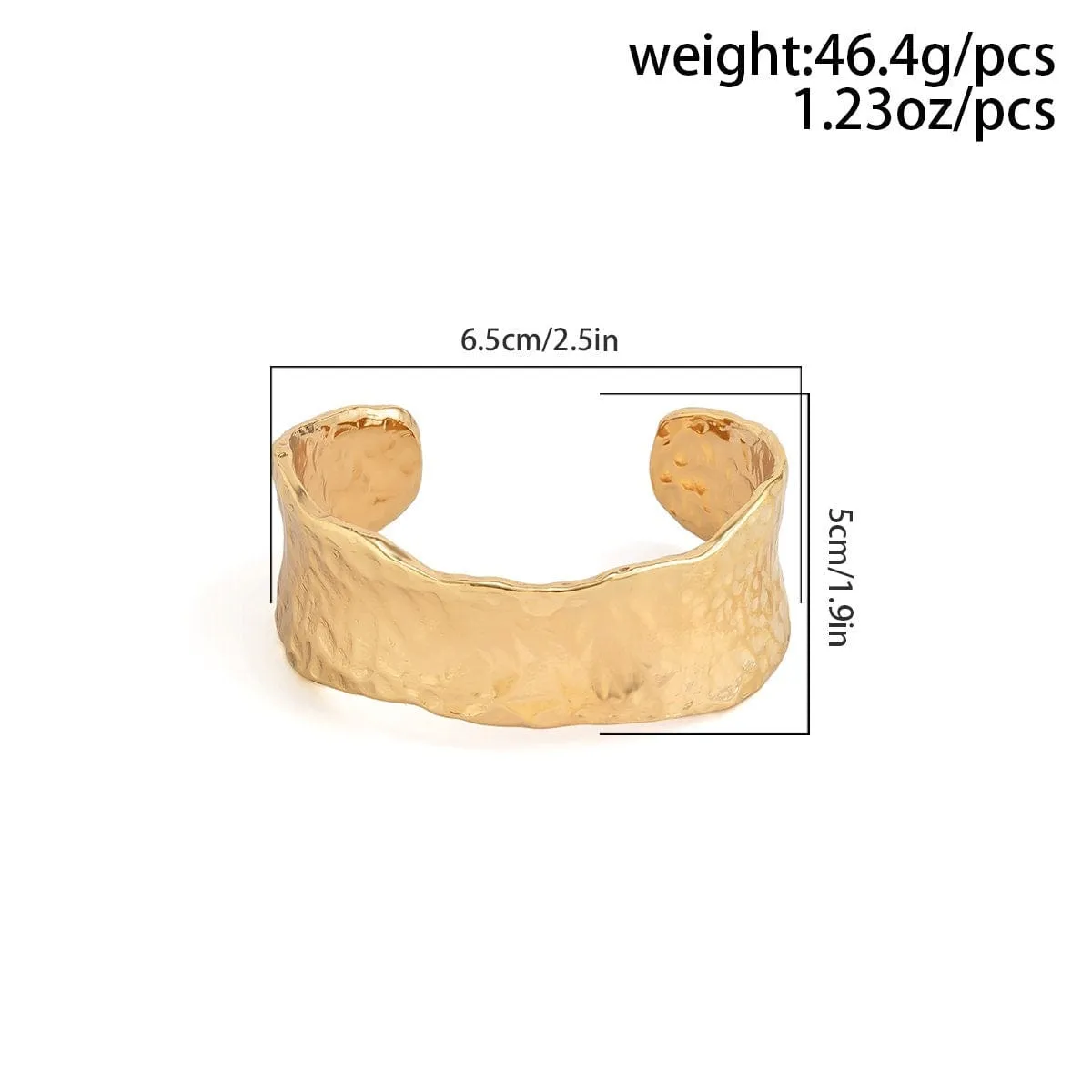 Geometric Gold Silver Tone Irregular Wrist Cuff Wrap Wide Bangle