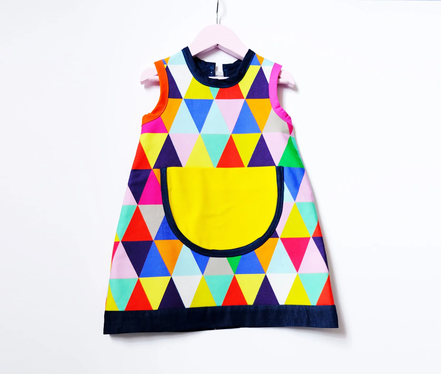 Geometric print A-line dress for little girls & toddlers.