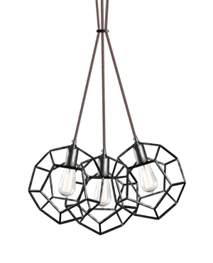 Geometric Rusty Black 3 Light Pendant