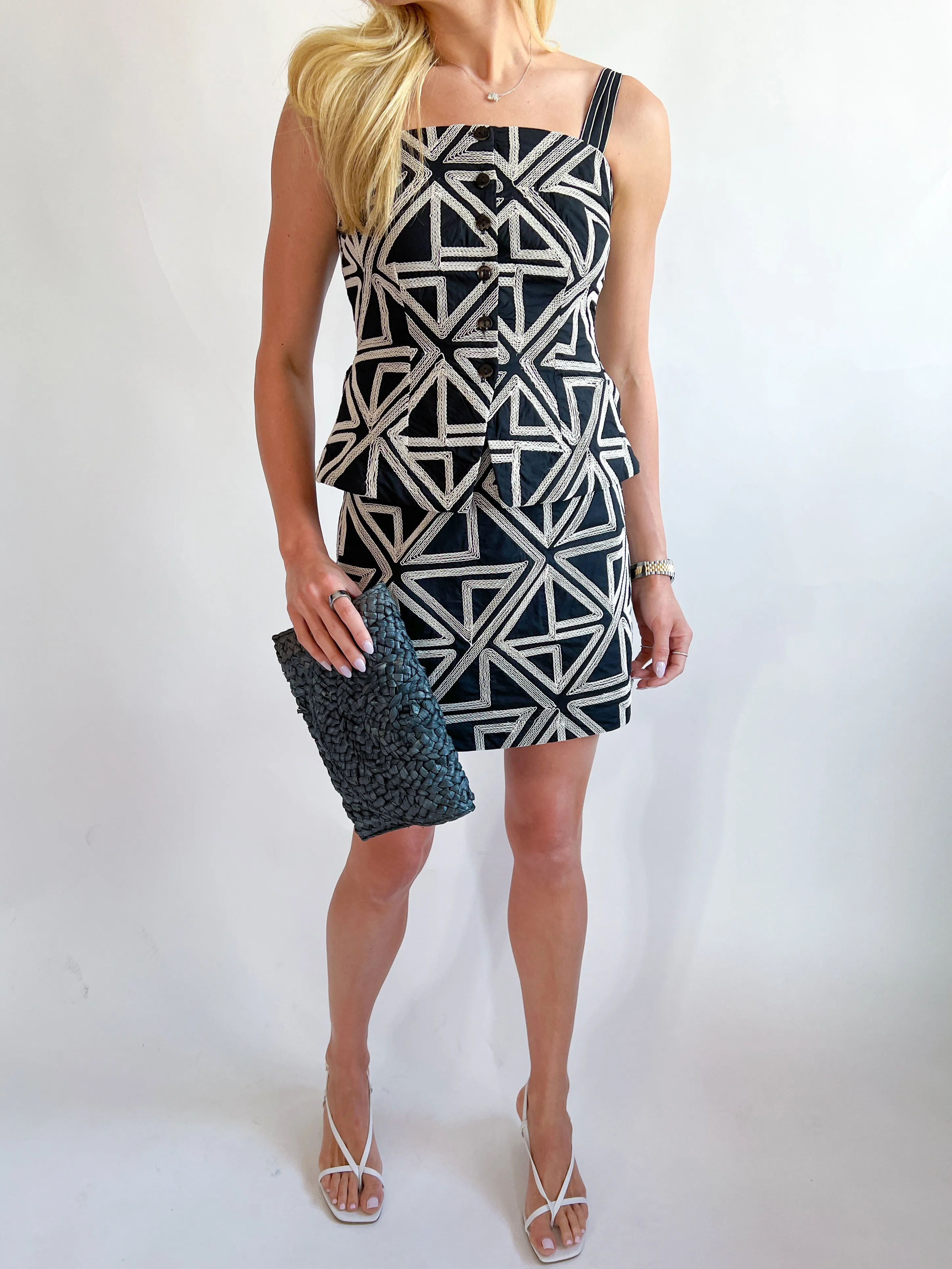 Geometric Violet Sleeveless Top