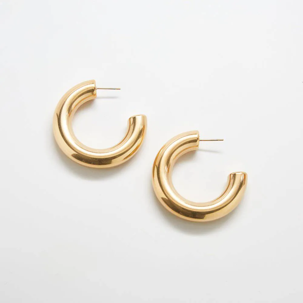 Gold Medium Chunky Hoop Earrings