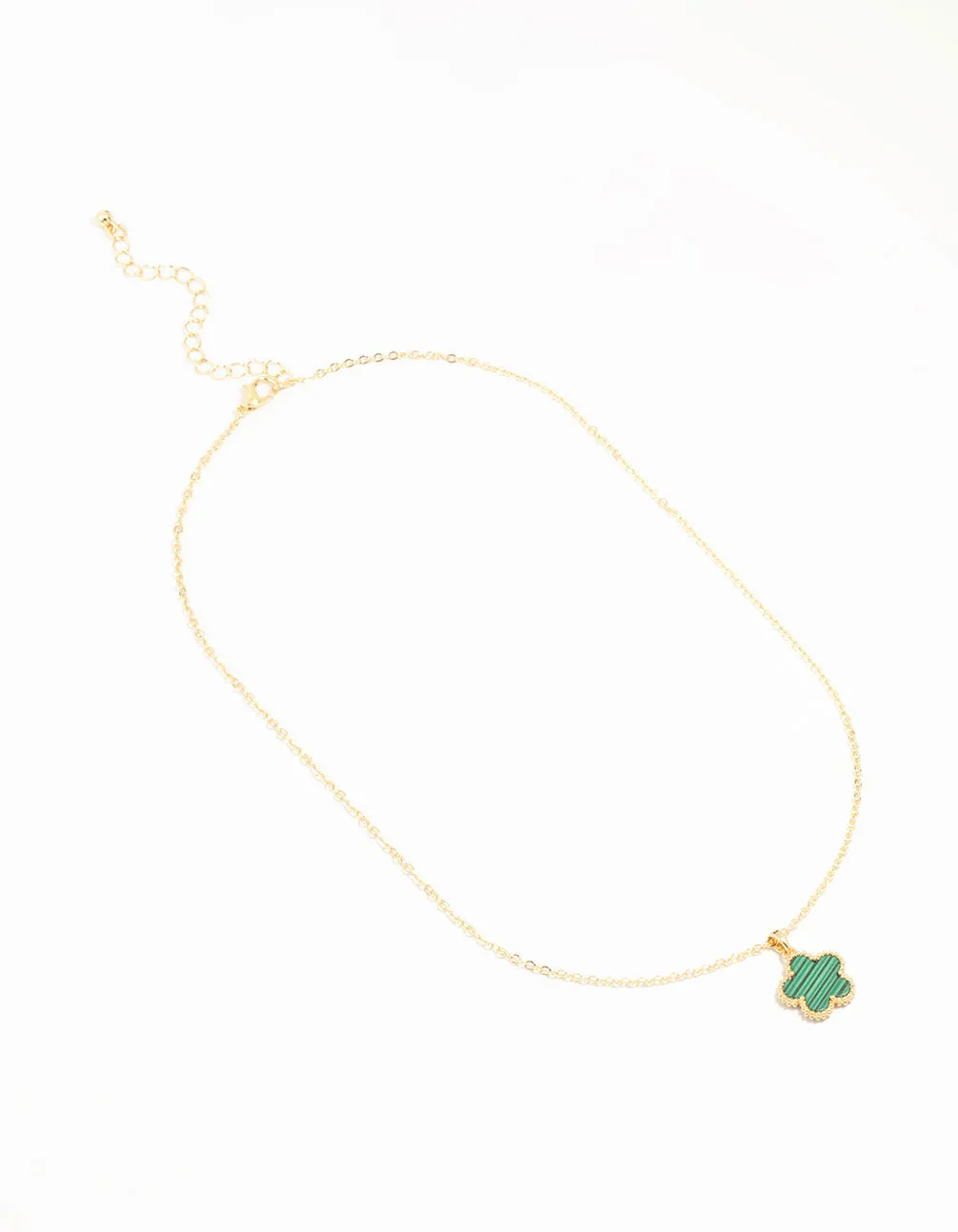 Gold Plated Emerald Flower Pendant Necklace