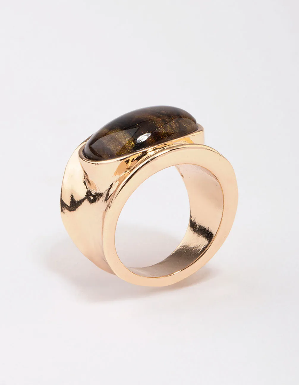 Gold Statement Stone Band Ring