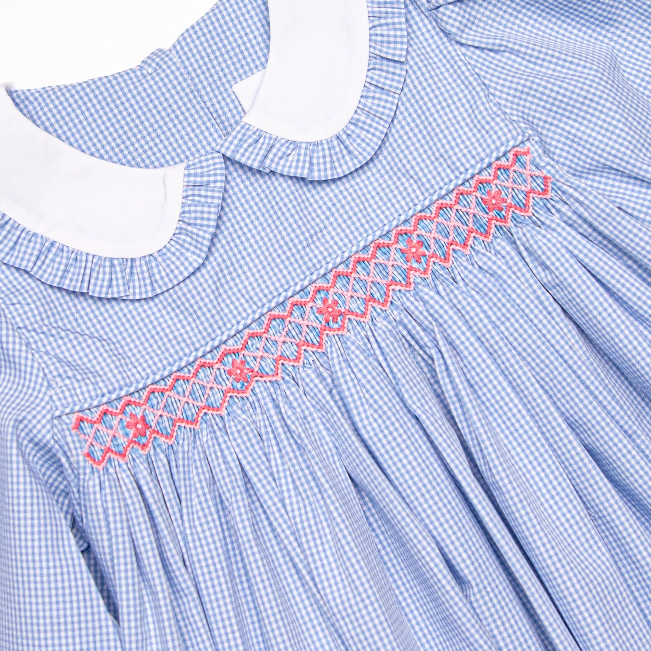 Gracie Gingham Smocked Dress, Blue