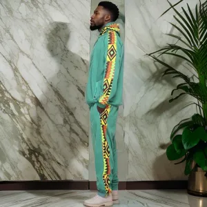 Green African Kente Print Jogger Track Suit