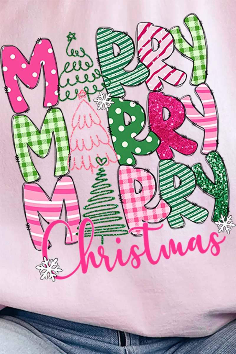 Green And Pink Merry Christmas Unisex NuBlend Crew Sweatshirt