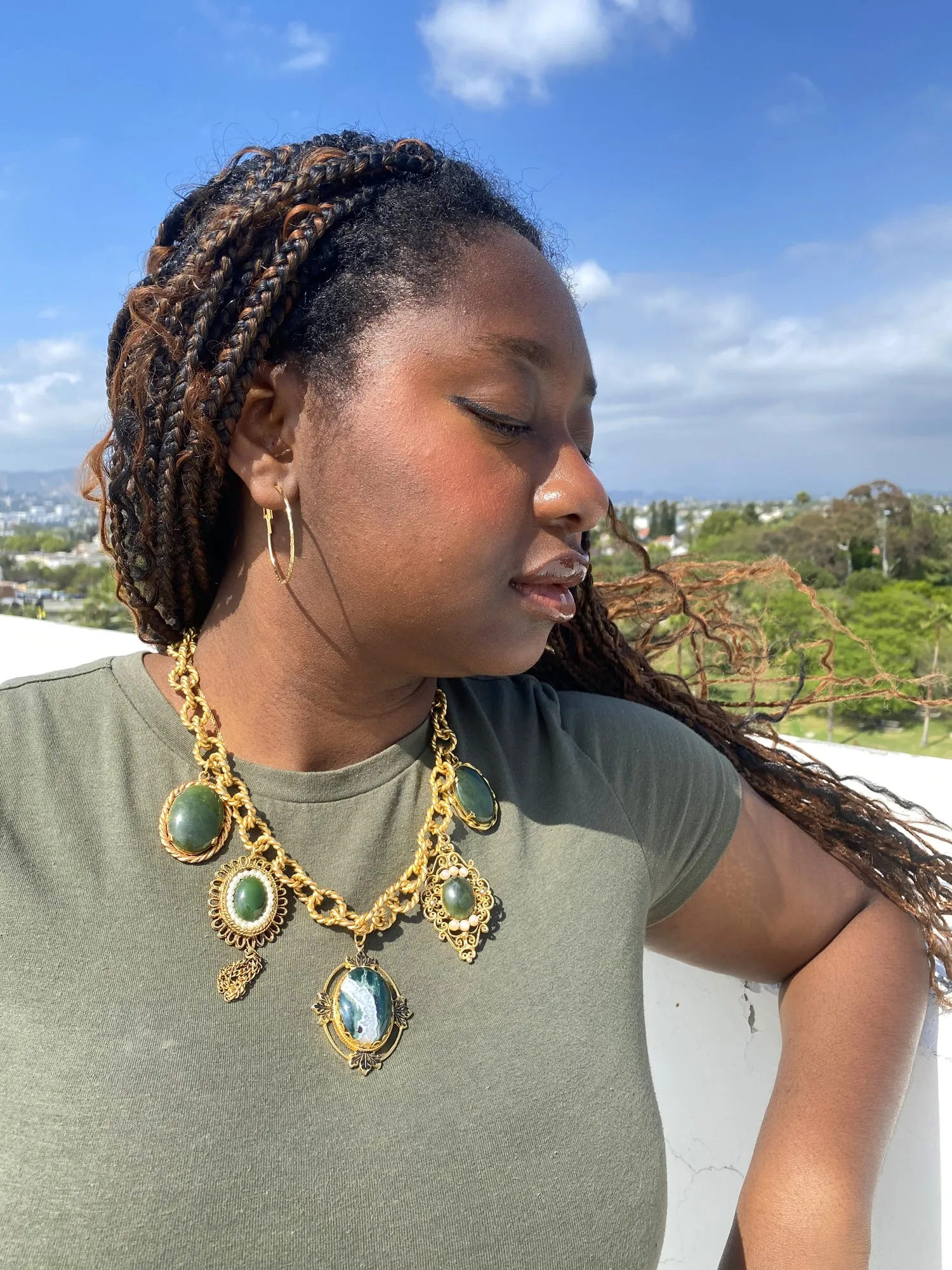 Green aventurine vintage necklace