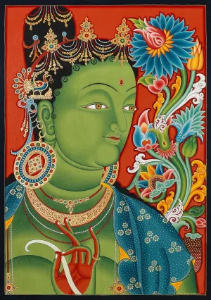 Green Tara Head by Mukti Singh Thapa
