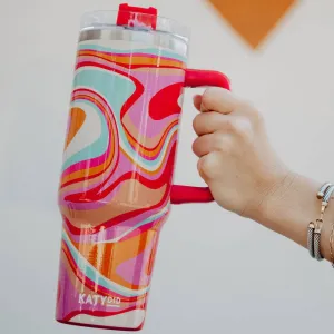 Groovy Swirls Insulated Tumbler Cup w/ Handle