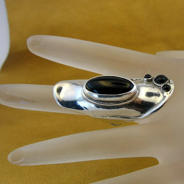 Hadar Designers Onyx Ring Handmade 925 Sterling Silver size 7,8,9,10,11 (H 105