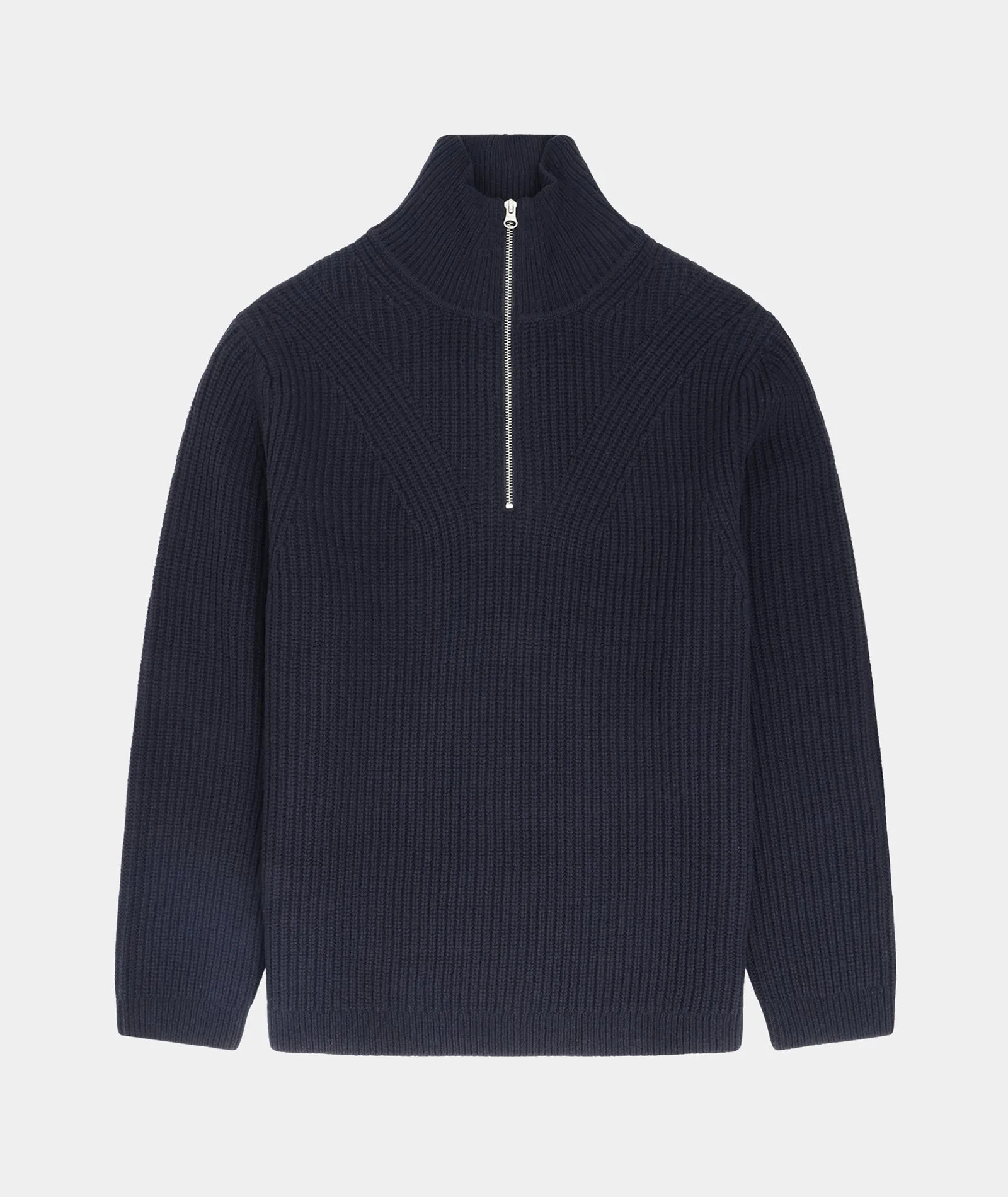 Half Zip Wool Knit - Navy