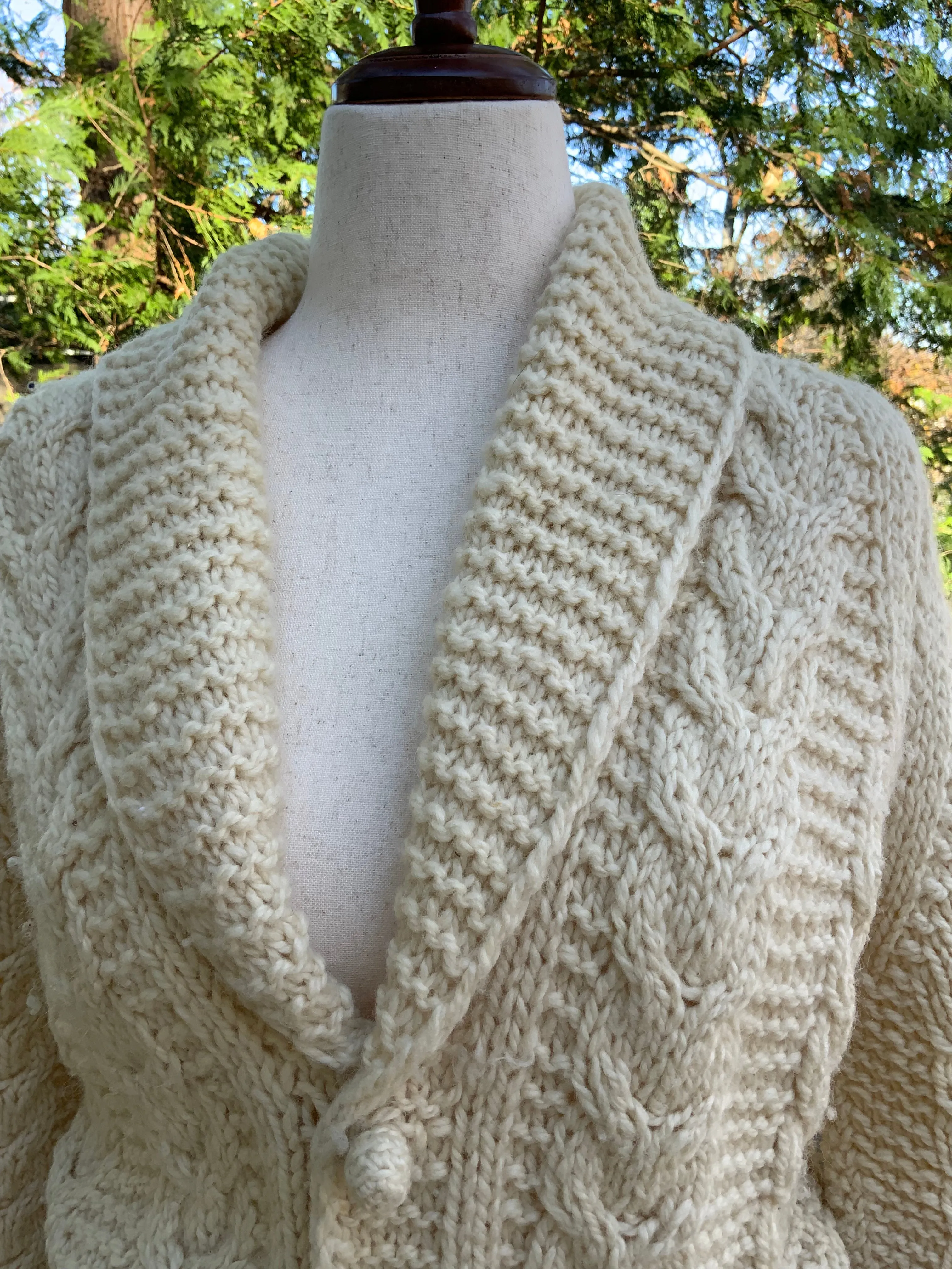 Hand Knit Pure Wool Cardigan - 70s - 70H