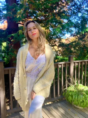 Hand Knit Pure Wool Cardigan - 70s - 70H