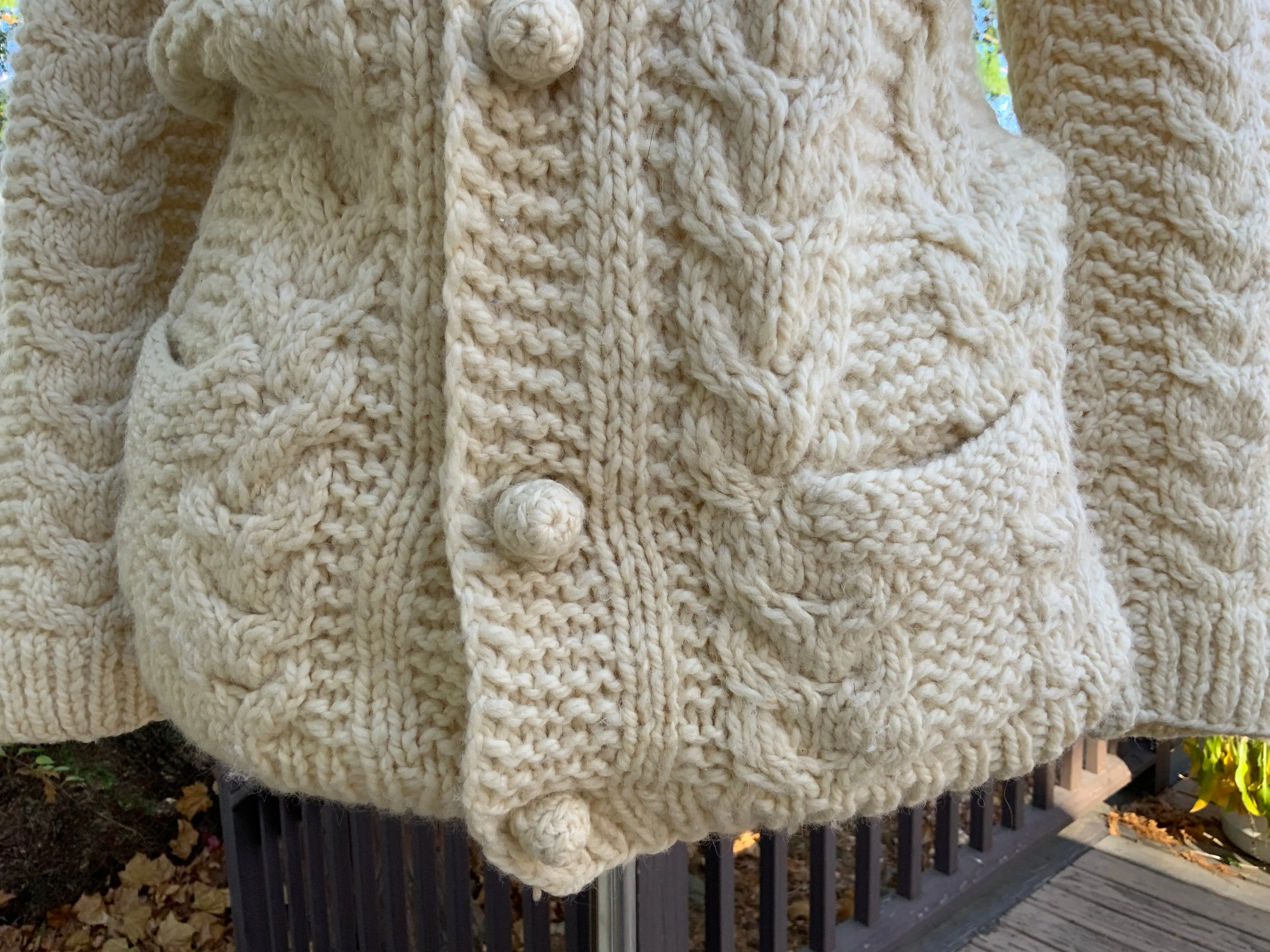 Hand Knit Pure Wool Cardigan - 70s - 70H