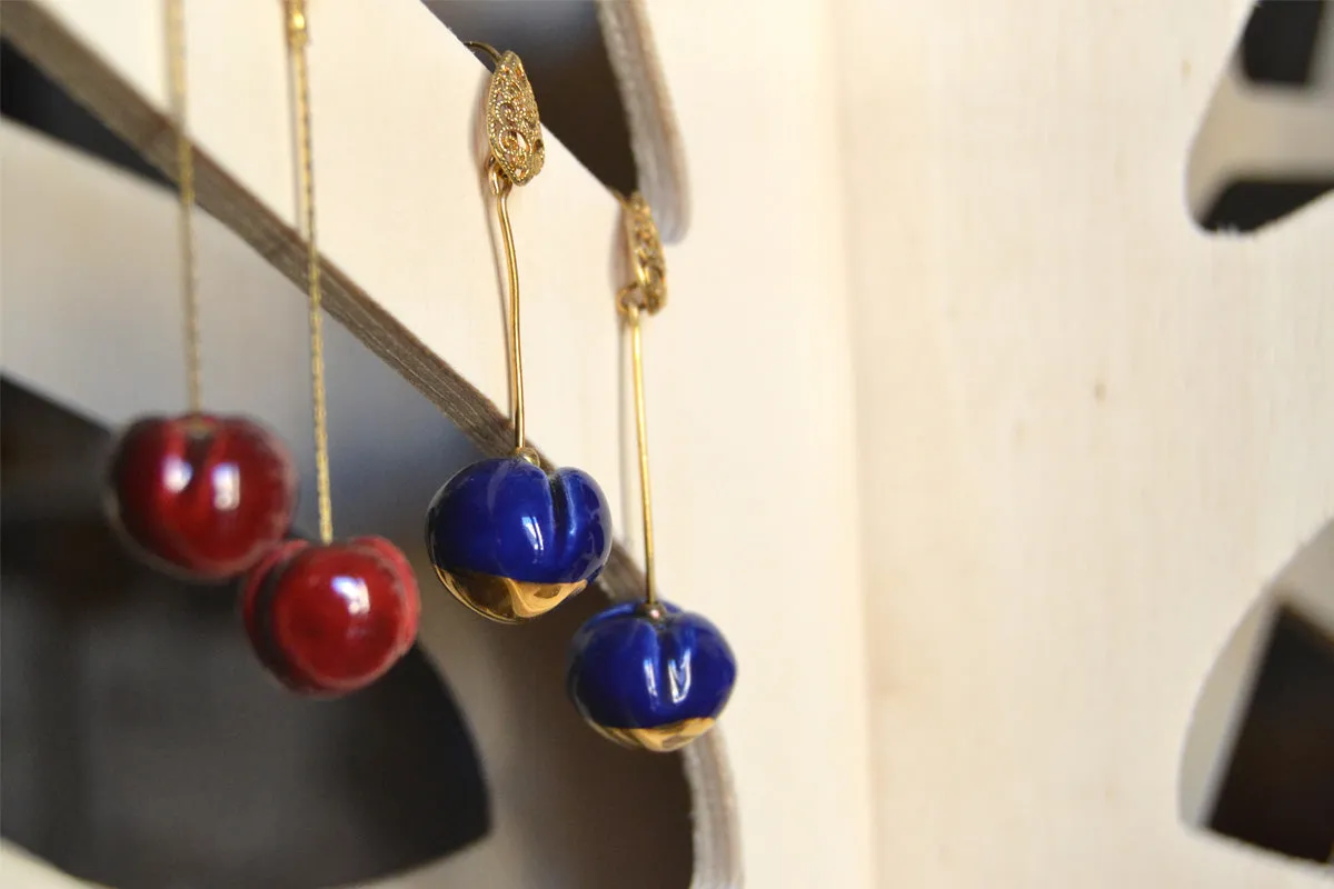Handmade Ceramic Cherry Earrings