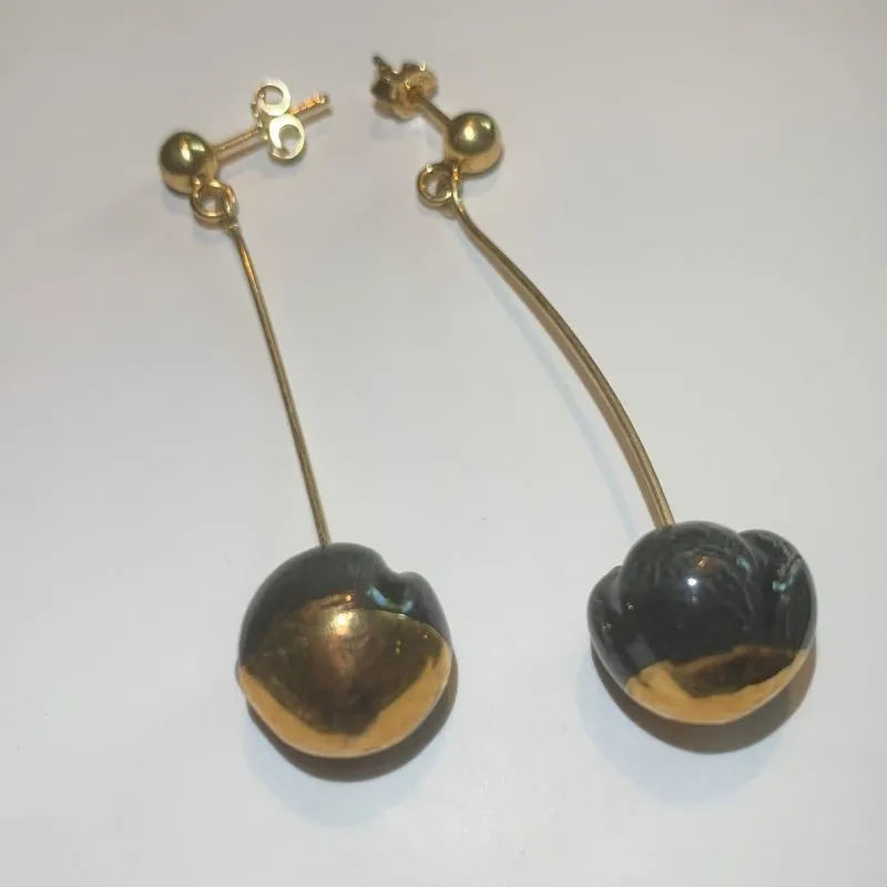 Handmade Ceramic Cherry Earrings