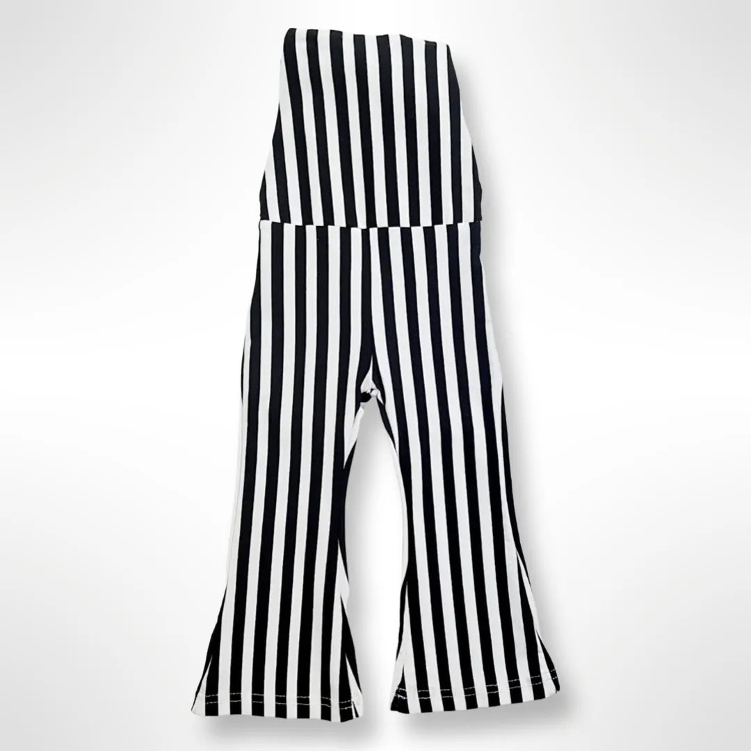 Harlow Bell Bottom Striped Jumpsuit - Black