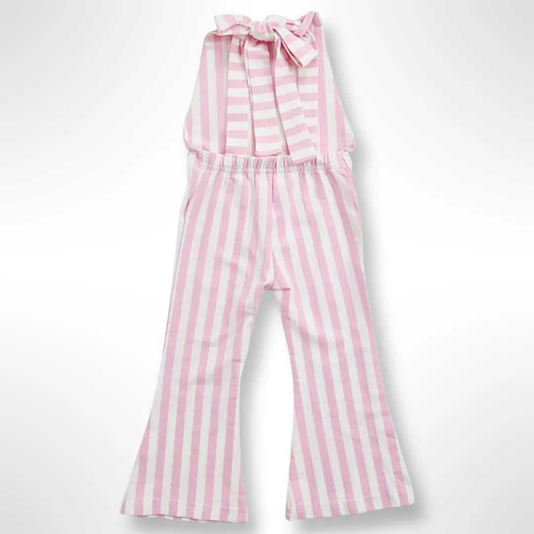 Harlow Bell Bottom Striped Jumpsuit - Pink