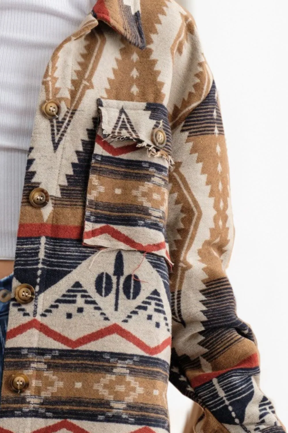 Hazel Blues® |  Geometric Button Up Long Sleeve Jacket