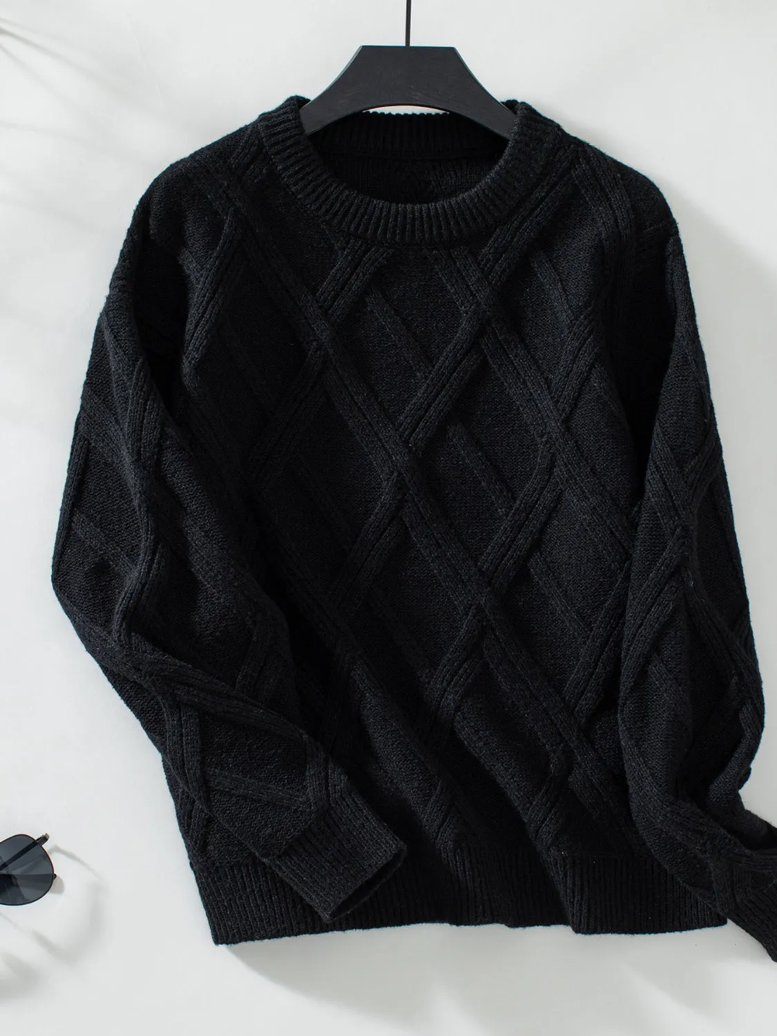 Hazel Blues® |  Geometric Round Neck Long Sleeve Sweater