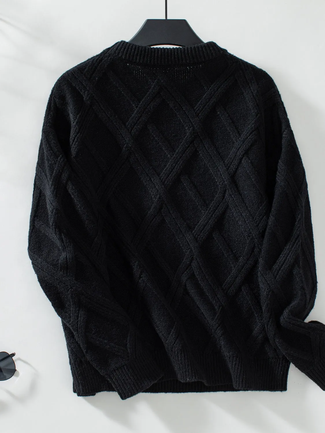Hazel Blues® |  Geometric Round Neck Long Sleeve Sweater