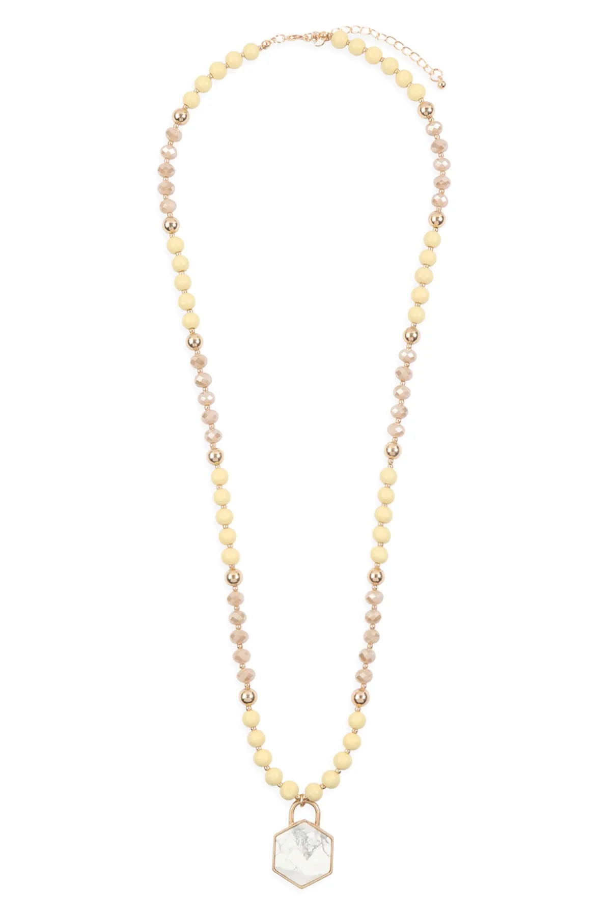 HEXAGON PENDANT BEADED NECKLACE