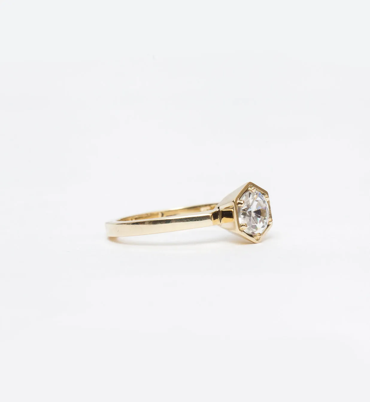 Hexagon Solitaire Ring