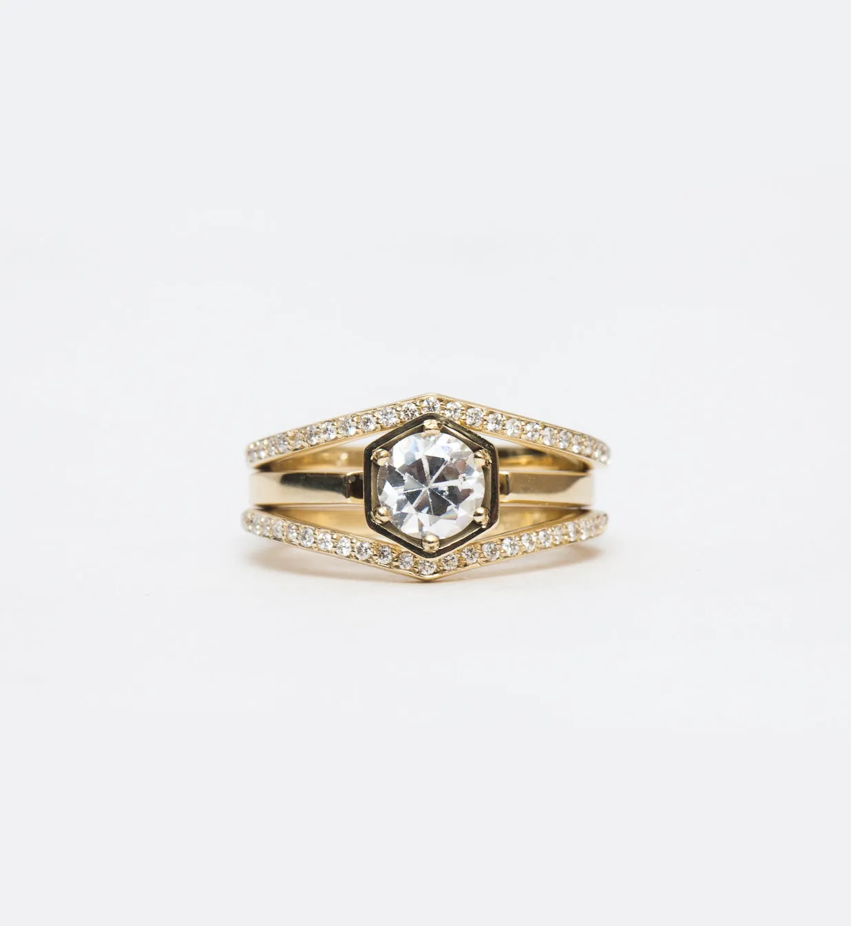Hexagon Solitaire Ring