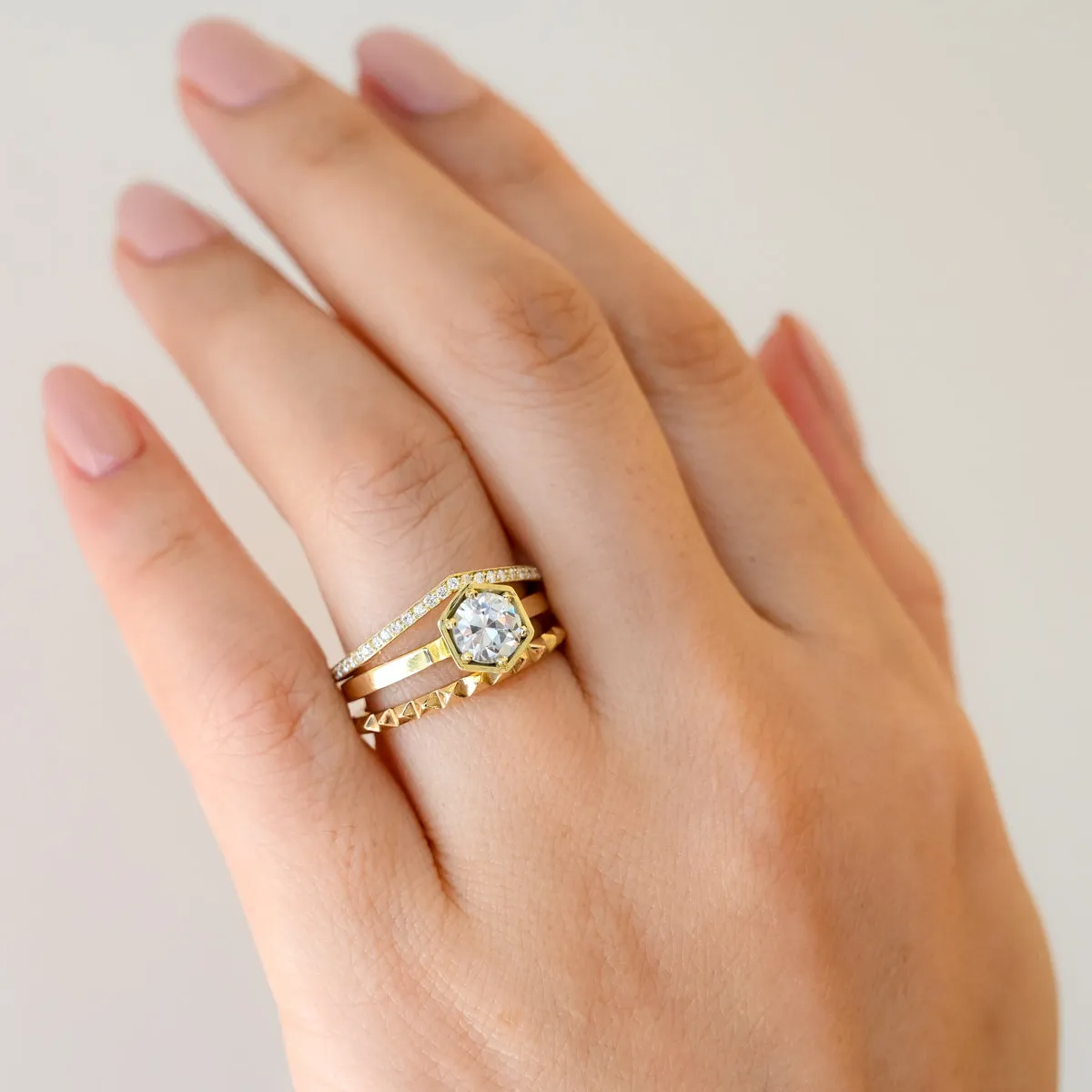 Hexagon Solitaire Ring