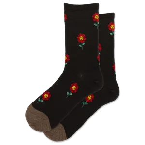 HOTSOX Women's Purple Flower Wool Crew Sock