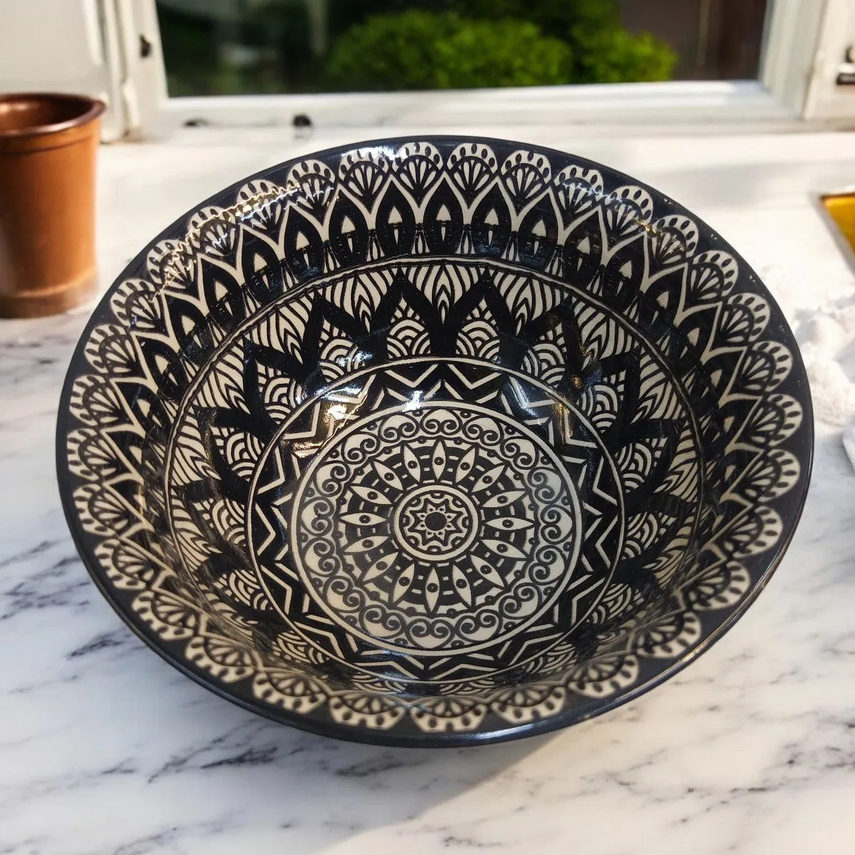 Intricate Black Mandala Bowl (5.5 inches)