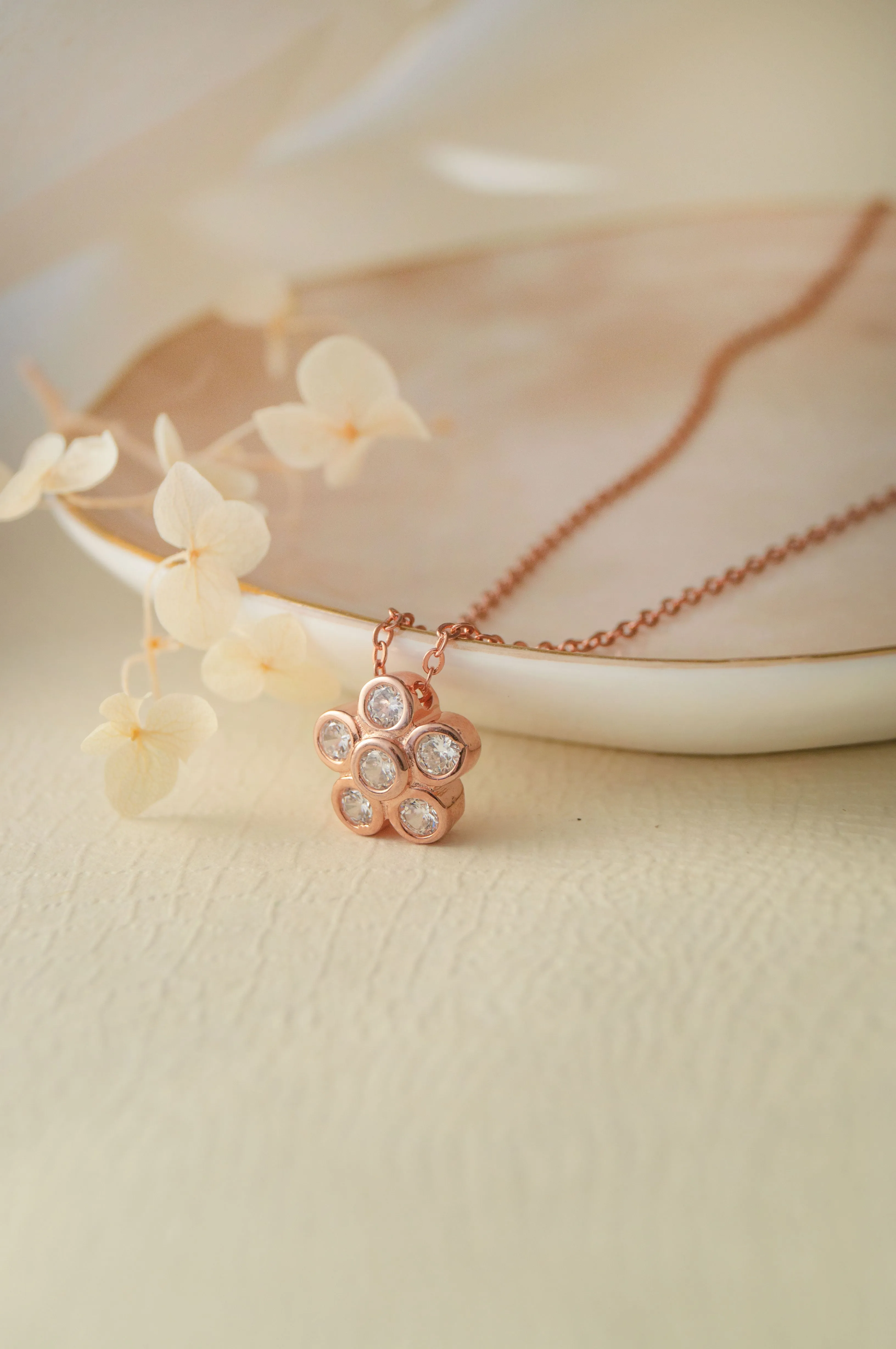 Just A Flower Rose Gold Plated Sterling Silver Chain Necklace