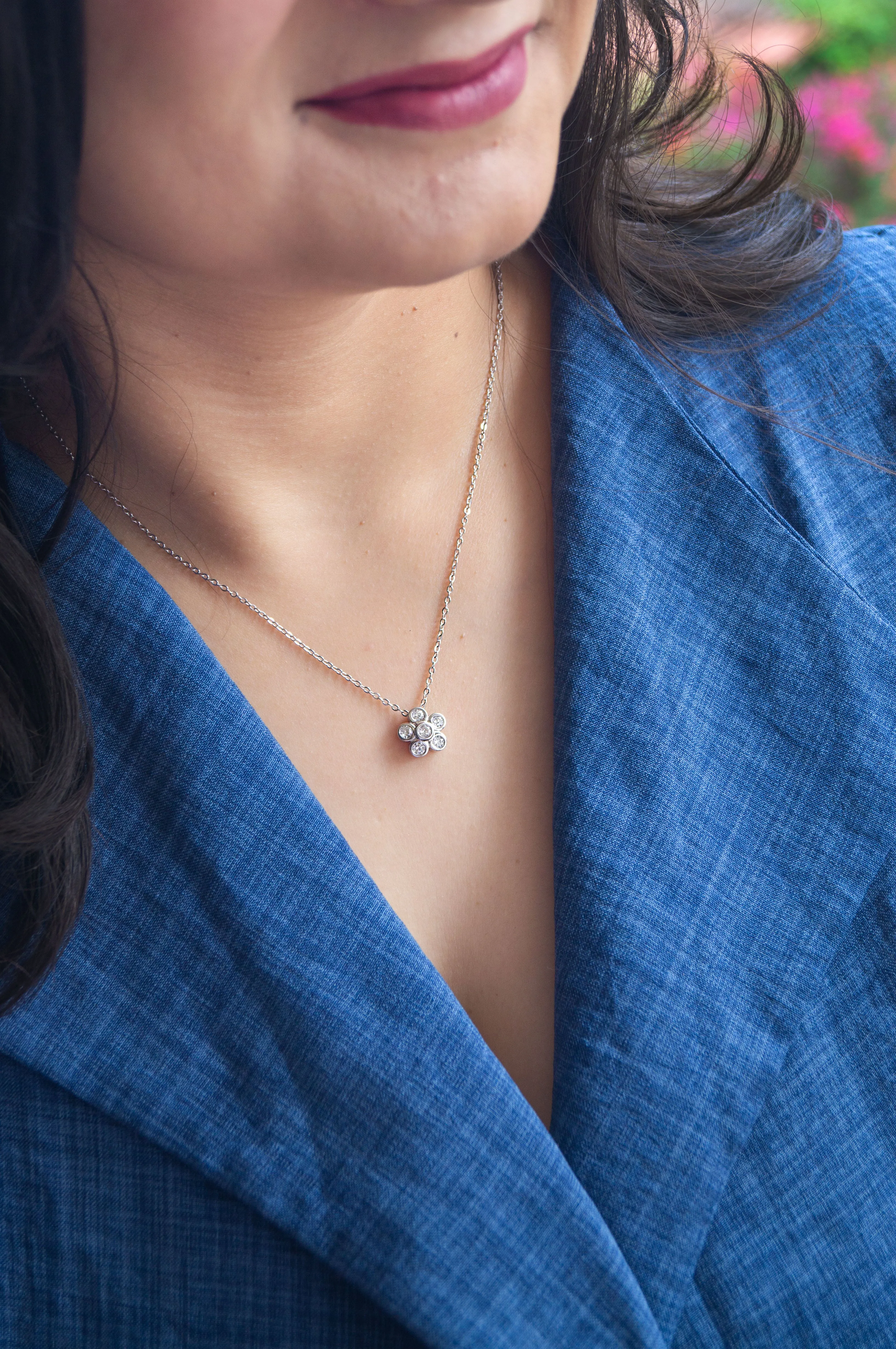 Just A Flower Rose Gold Plated Sterling Silver Chain Necklace