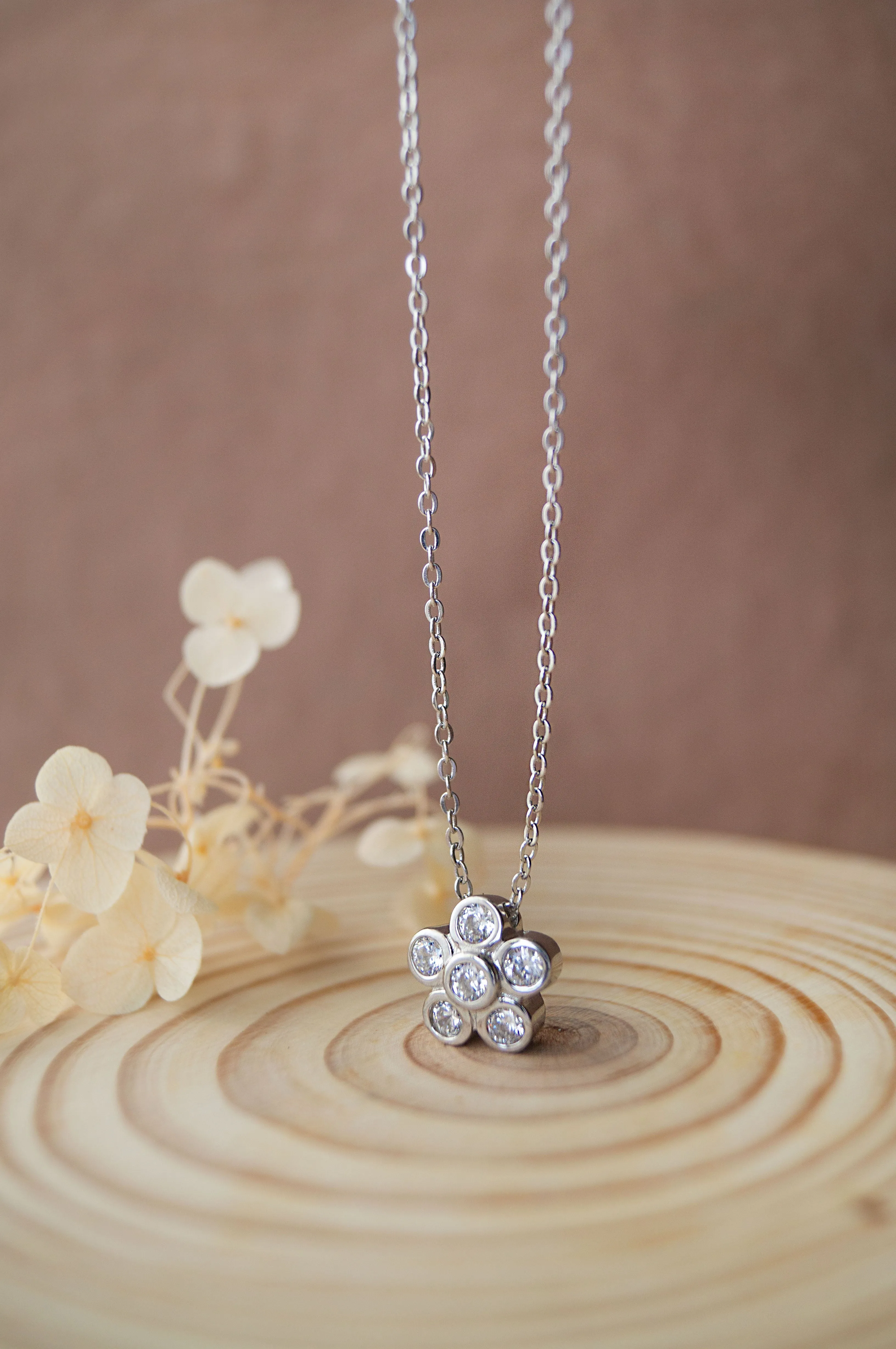 Just A Flower Rose Gold Plated Sterling Silver Chain Necklace