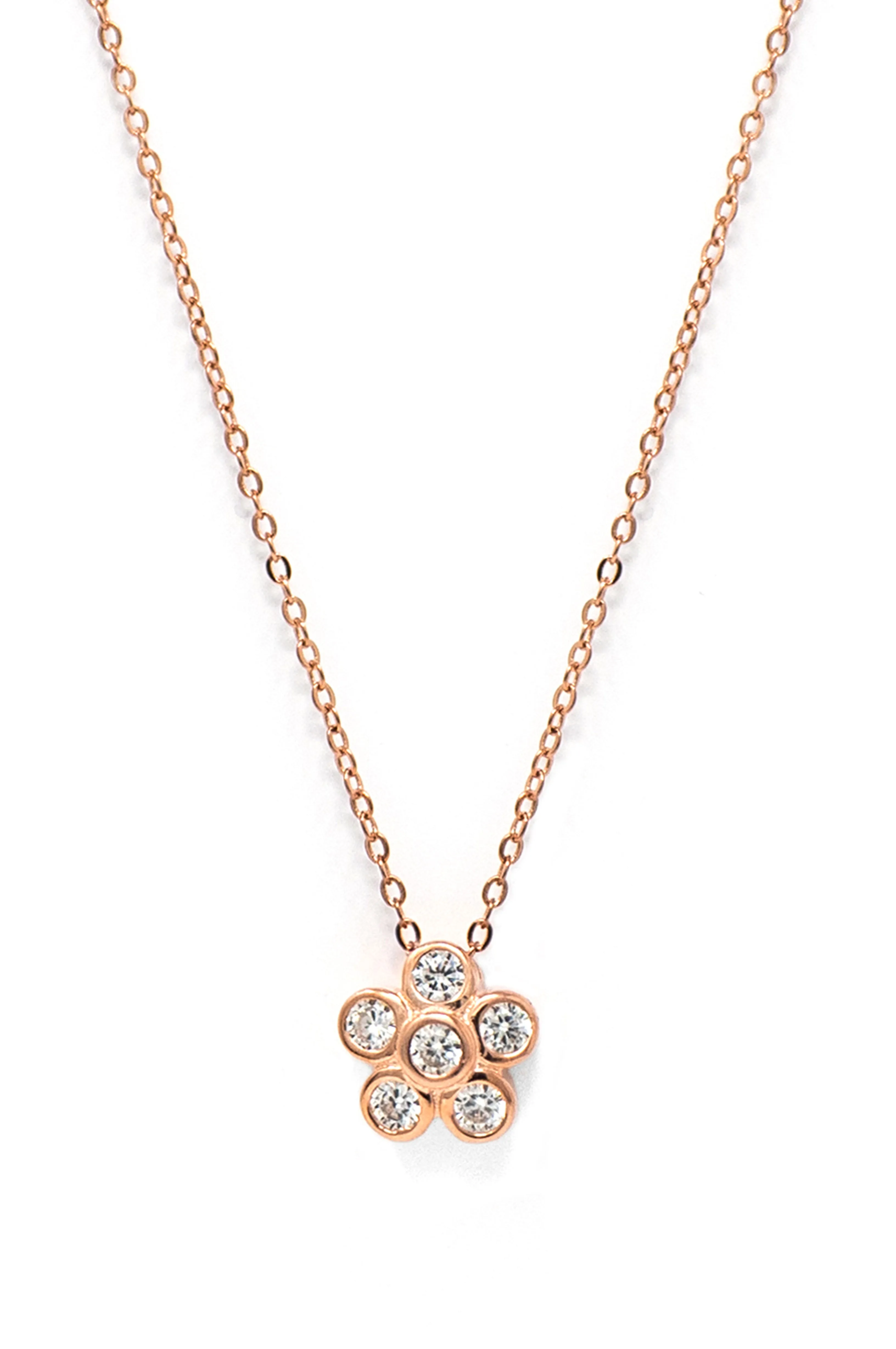 Just A Flower Rose Gold Plated Sterling Silver Chain Necklace