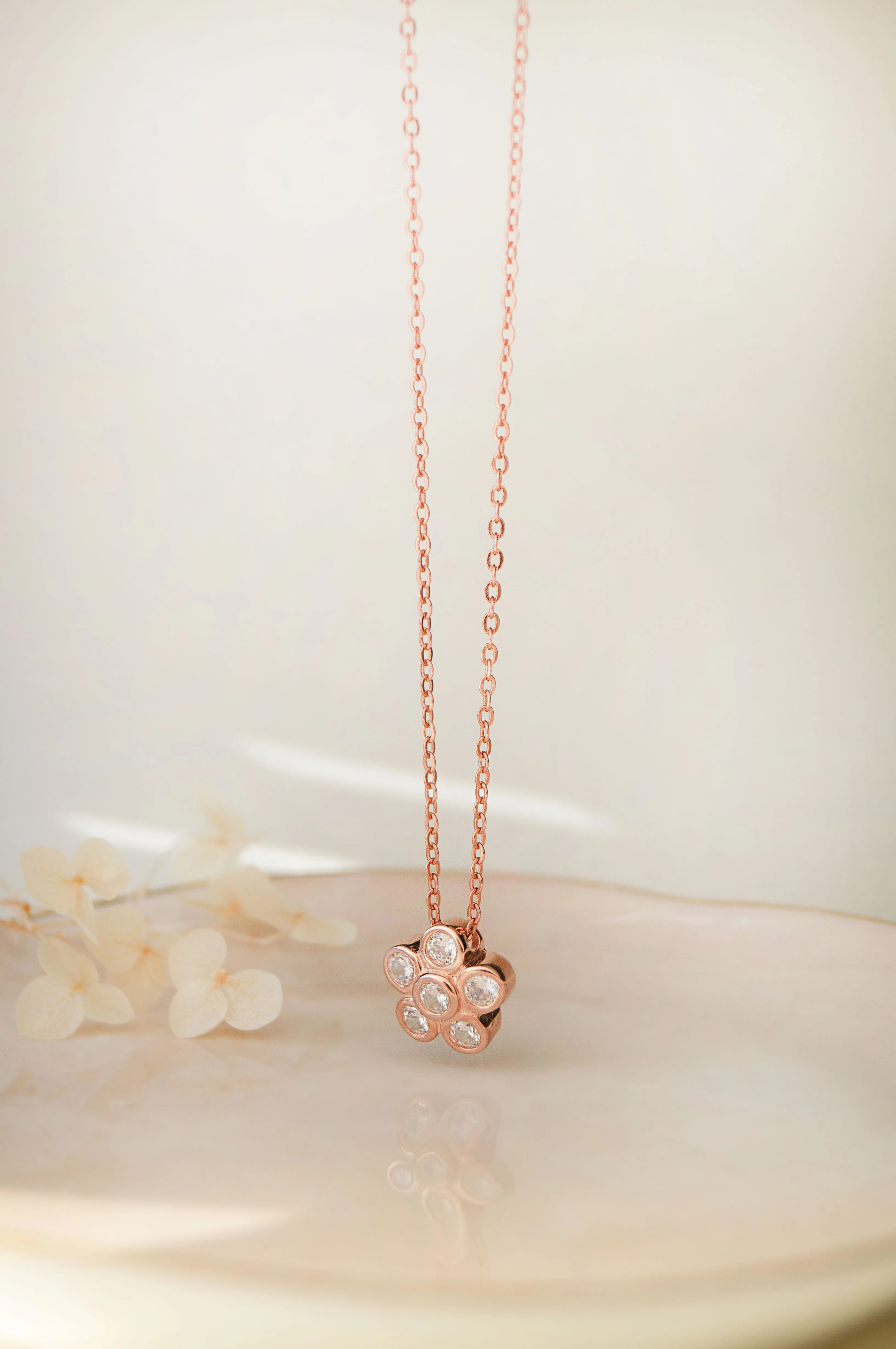 Just A Flower Rose Gold Plated Sterling Silver Chain Necklace