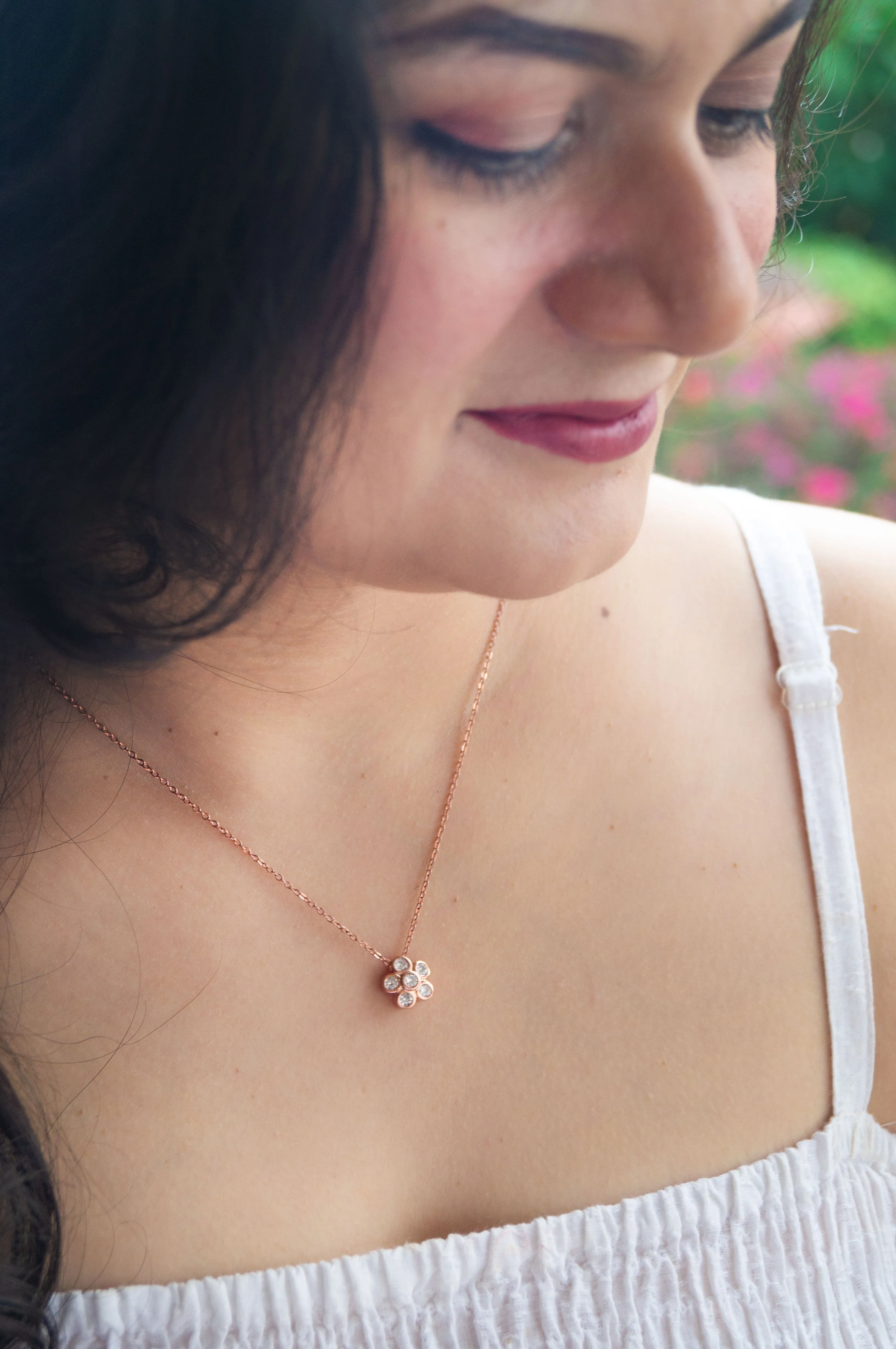 Just A Flower Rose Gold Plated Sterling Silver Chain Necklace