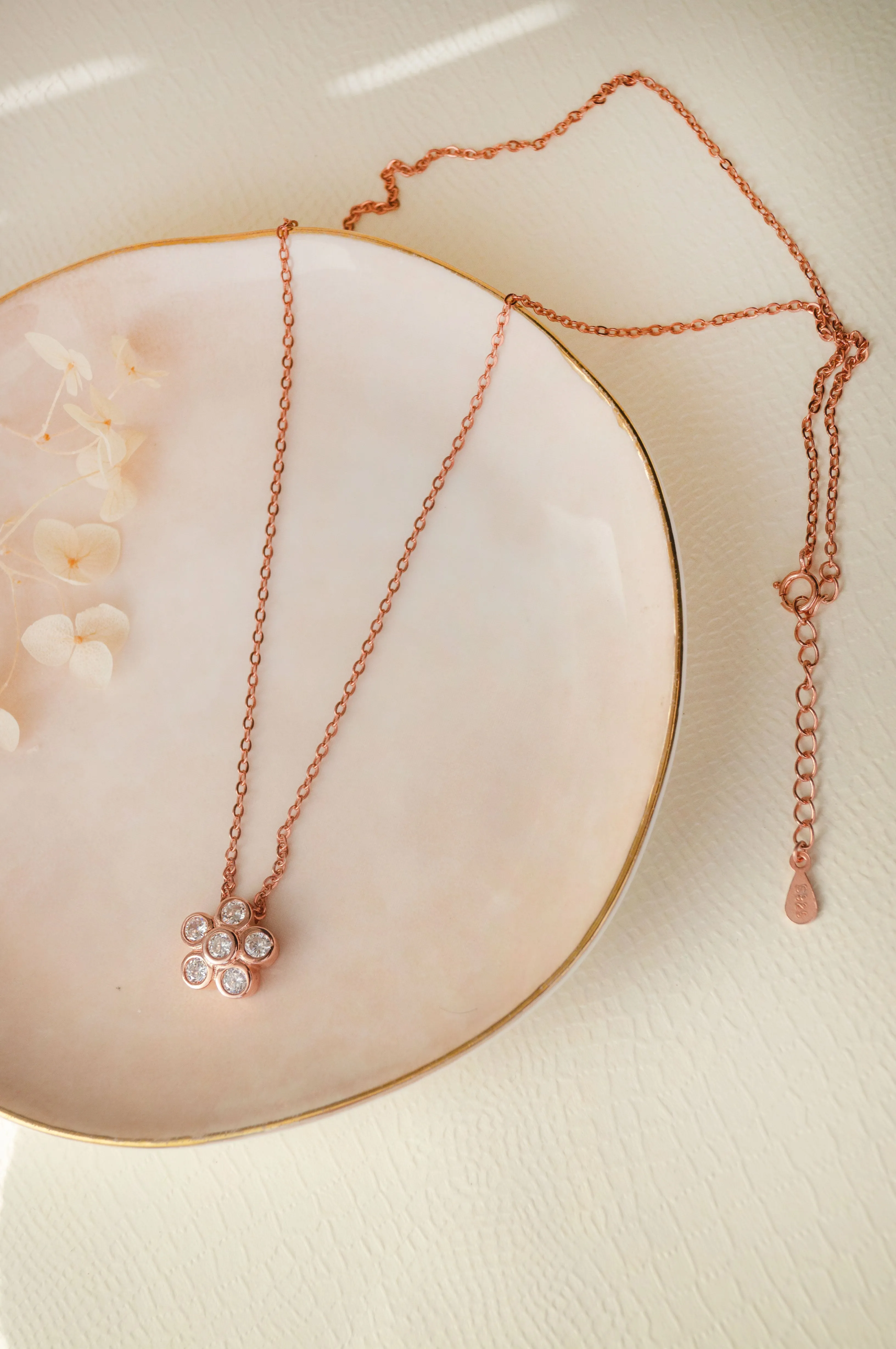 Just A Flower Rose Gold Plated Sterling Silver Chain Necklace