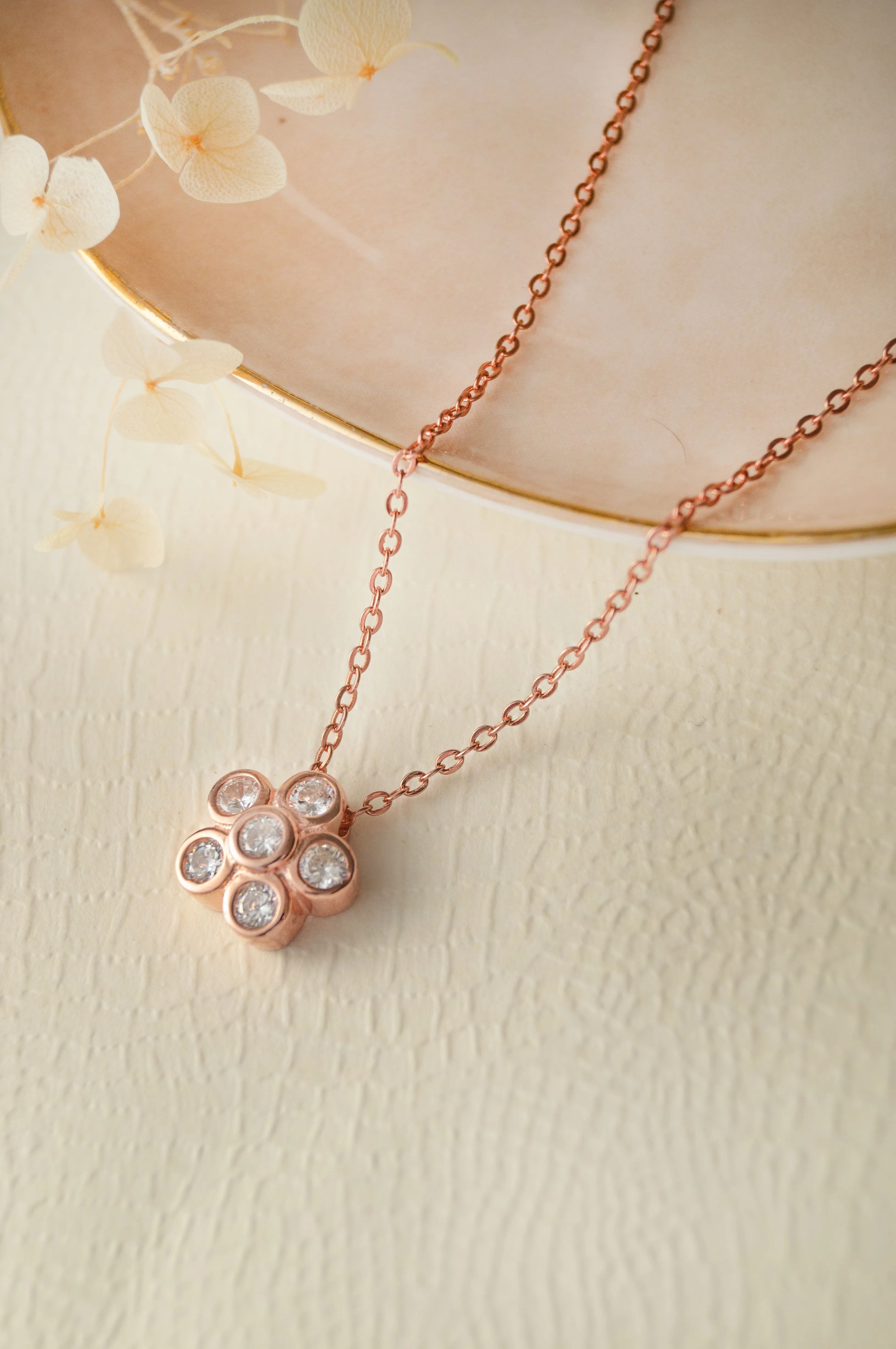 Just A Flower Rose Gold Plated Sterling Silver Chain Necklace