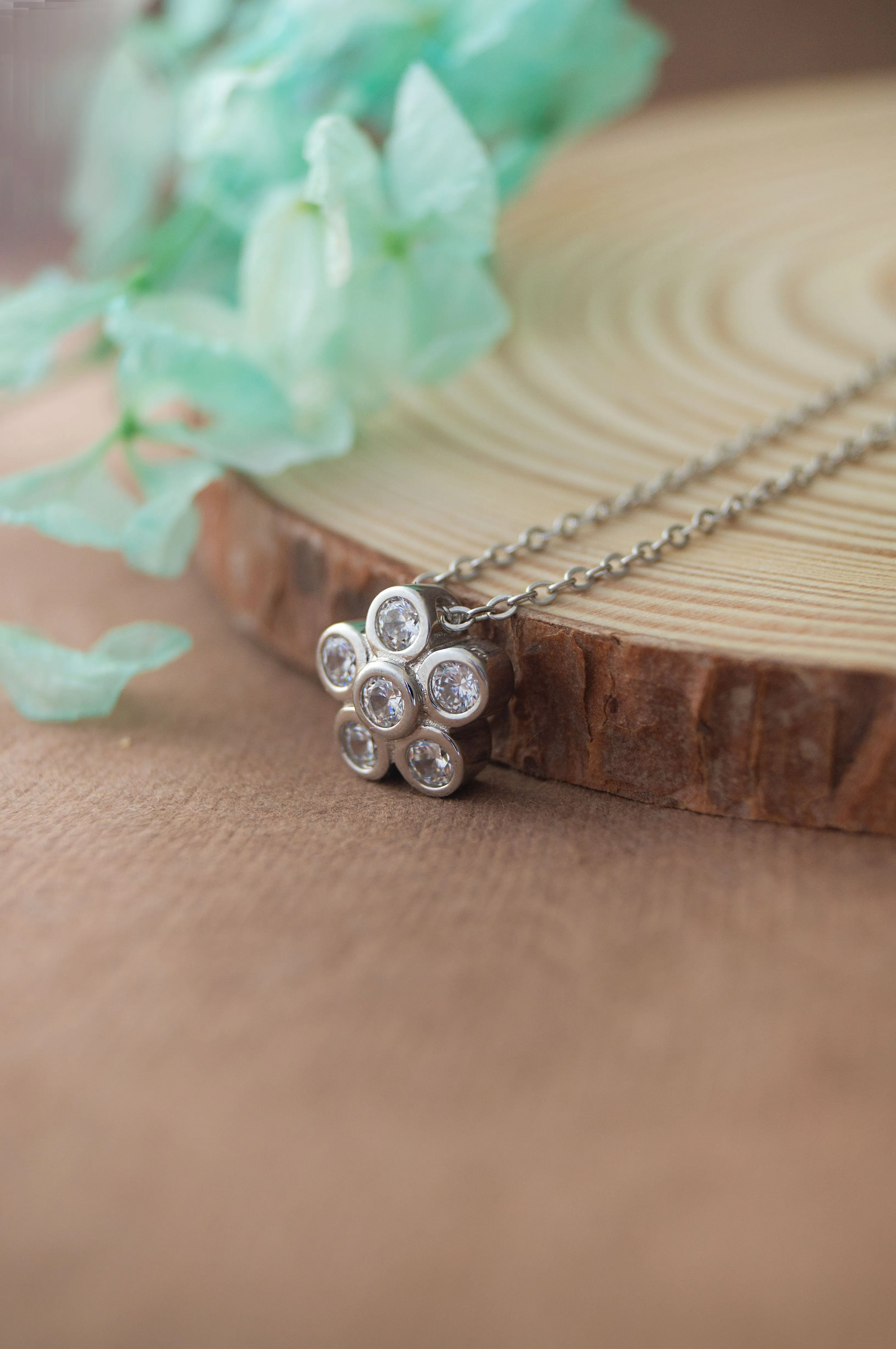 Just A Flower Rose Gold Plated Sterling Silver Chain Necklace