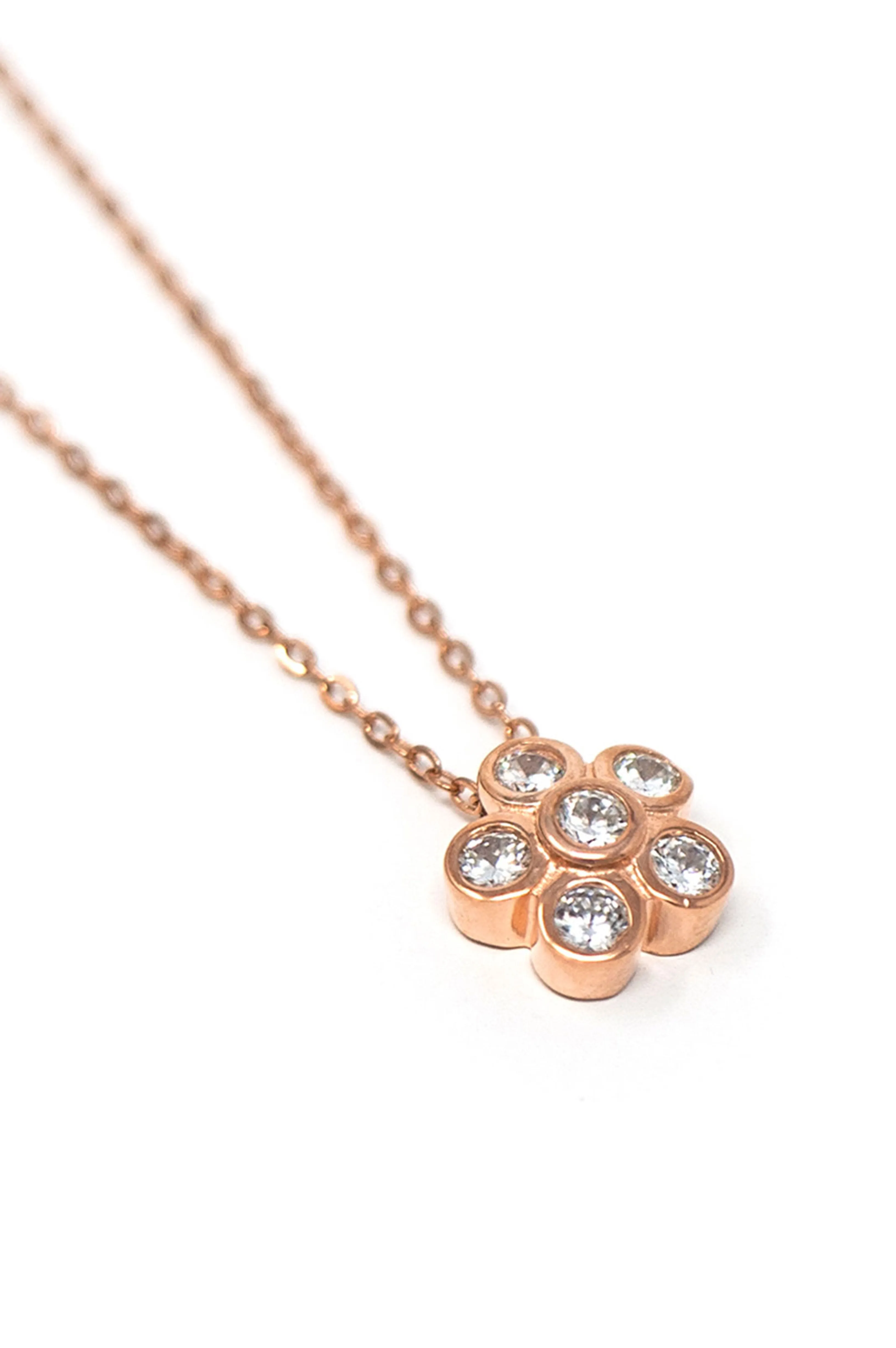 Just A Flower Rose Gold Plated Sterling Silver Chain Necklace