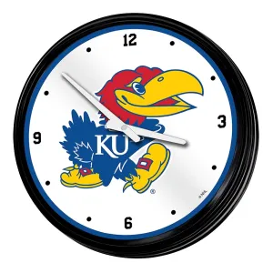 Kansas Jayhawks: Retro Lighted Wall Clock